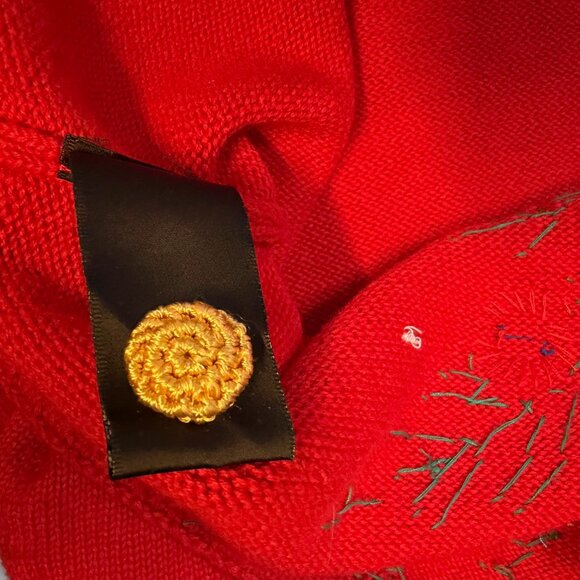 MICHAEL SIMON Women's size MEDIUM Embellished Christmas Tree Sweater RED  2000 - Picture 10 of 11